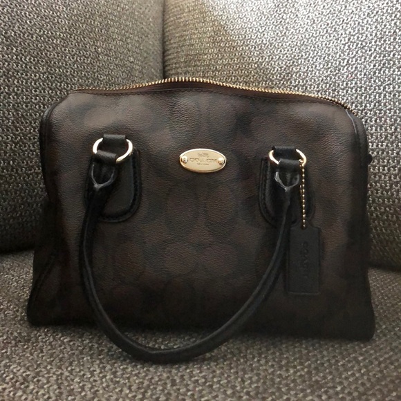 Like New Coach Brown/Black Canvas Handbag. - Picture 1 of 6